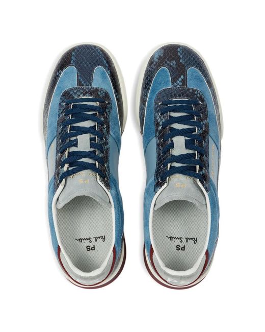 Paul Smith Blue Dover Snake-Pattern Panelled Sneakers