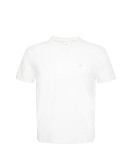 Calvin Klein White Logo-Embroidered T-Shirt for men
