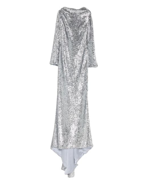GIUSEPPE DI MORABITO Gray Sequined Asymmetric Evening Dress