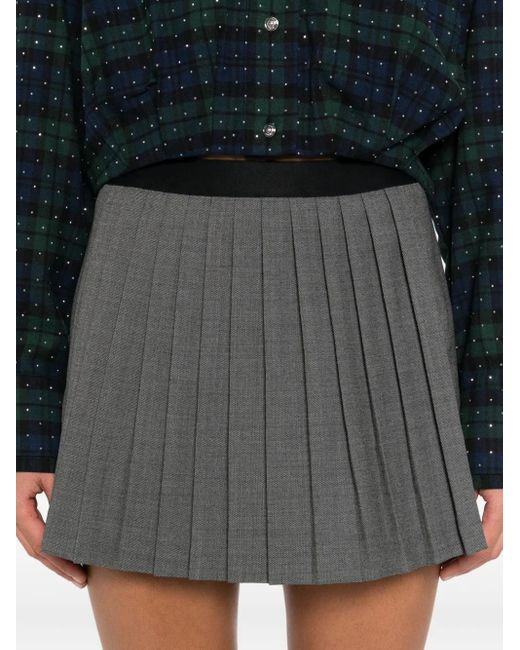 Maje Gray Box-Pleated Skirt