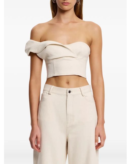 Significant Other White Ruffled Flori Top