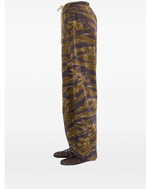 R13 White Reversible Leopard-Stripe Trousers