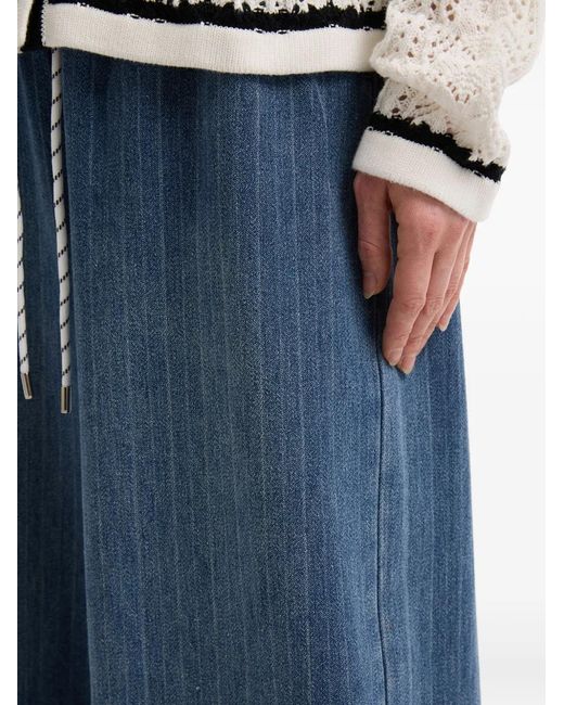 B+ AB Blue Drawstring-Fastening Pinstripe Trousers