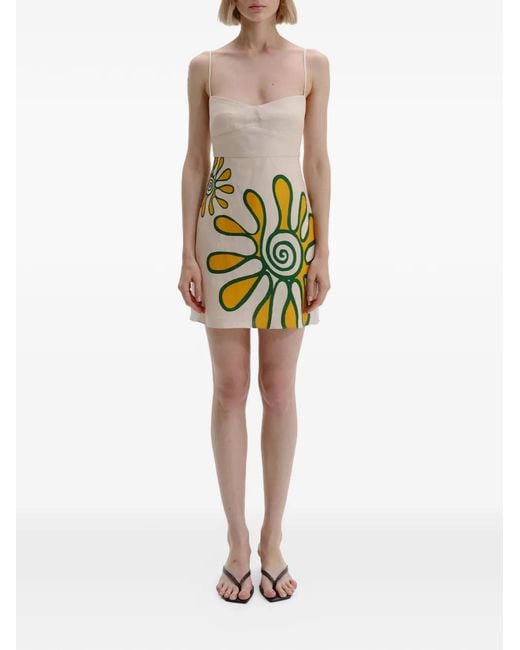 Cala De La Cruz Yellow Lucca Floral Mini Dress