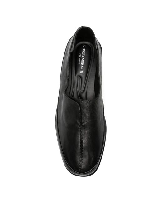 SERGIO MORETTI FIRENZE Black Center-Seam Leather Loafers