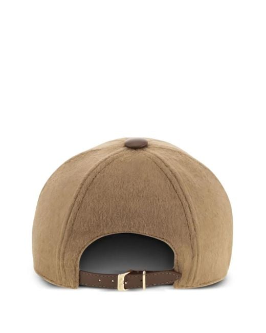 Max Mara Natural Fedora Logo-Patch Camel Wool Cap