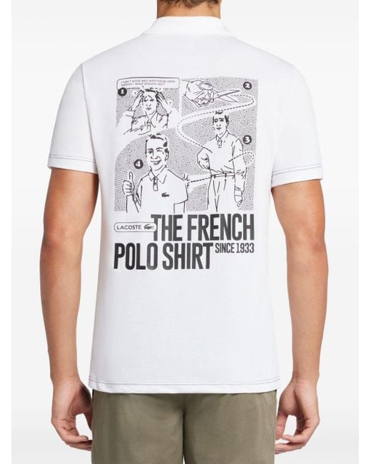 Lacoste White Movement Graphic-print Polo Shirt for men