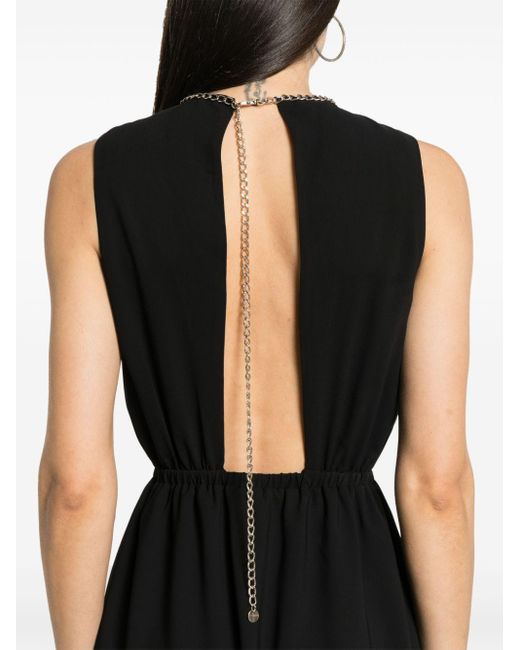 Liu Jo Black Short Cut-Out Dress With Chain And Ruches