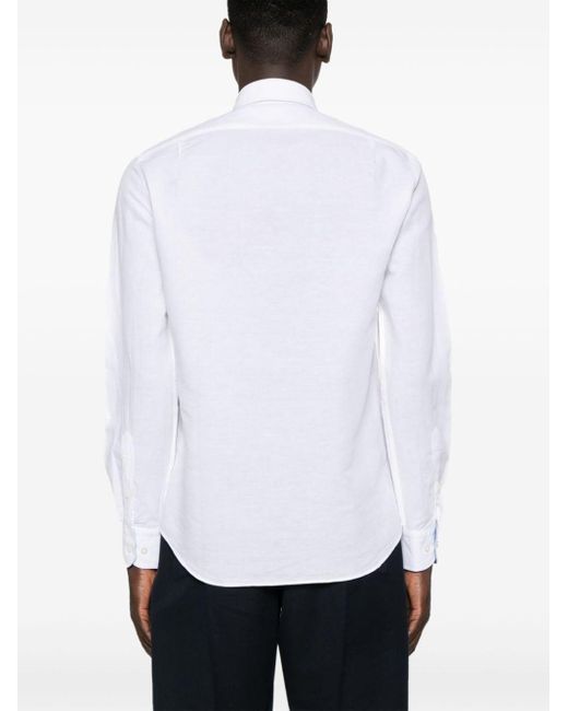 Paul & Shark White Button-down Slub-texture Shirt for men