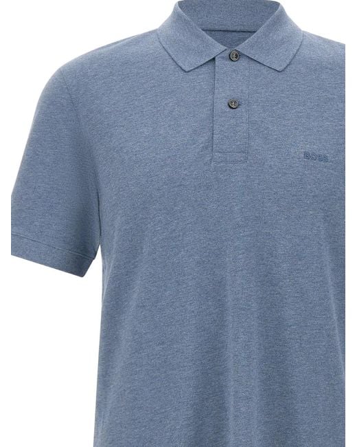 Boss Blue Pallas Cotton-Pique Polo Shirt for men