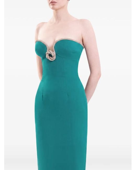 Saiid Kobeisy Blue Crystal-Embellished Maxi Dress