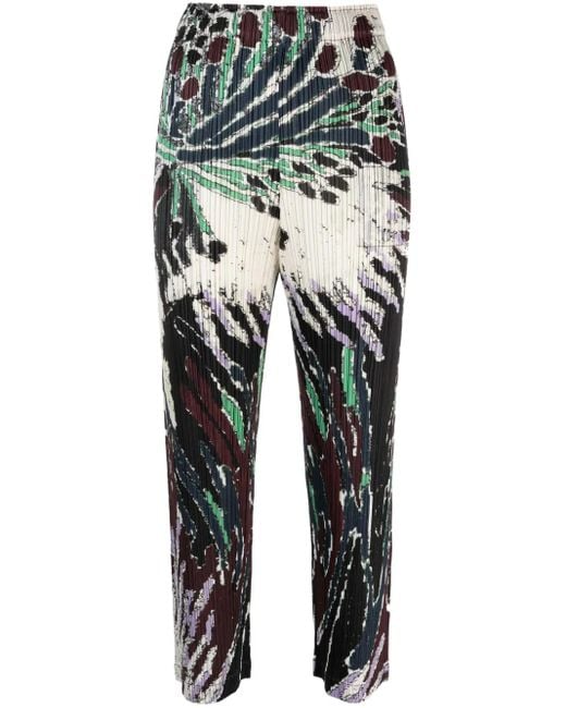 Pleats Please Issey Miyake Black Frosty Forest Pleated Cropped Trousers