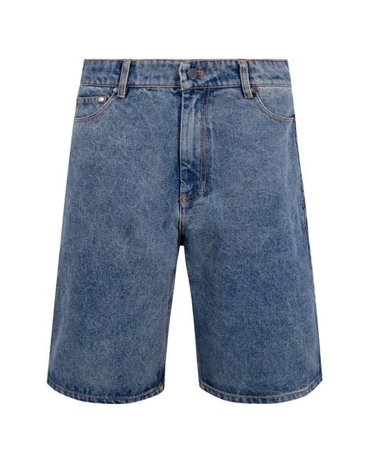 Daily Paper Blue Acid-Wash Denim Shorts