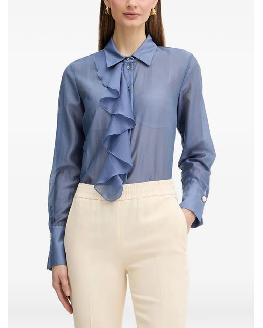 Fracomina Blue Chemise À Volants