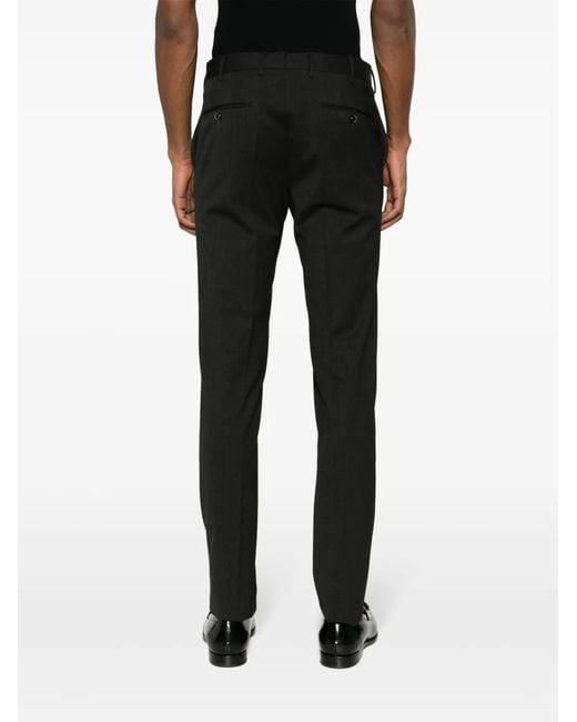 PT Torino Black Off-Centre Straight-Leg Trousers for men