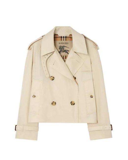 Burberry Natural Cropped Tropical Gabardine Mayfair Trench Jacket