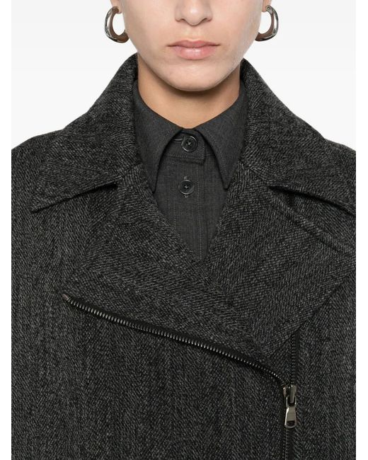 P.A.R.O.S.H. Black Asymetric Zip Gilet