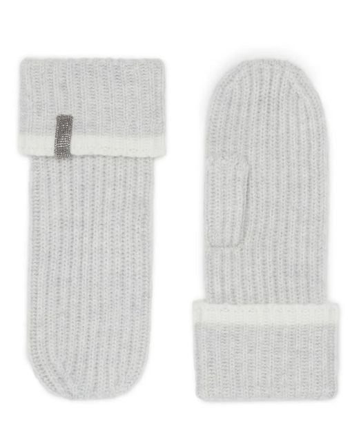 Brunello Cucinelli White Cashmere Gloves
