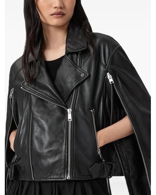 AllSaints Black Masone Leather Biker Jacket