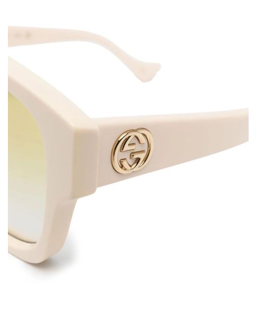 Gucci White Square-Frame Tinted Sunglasses