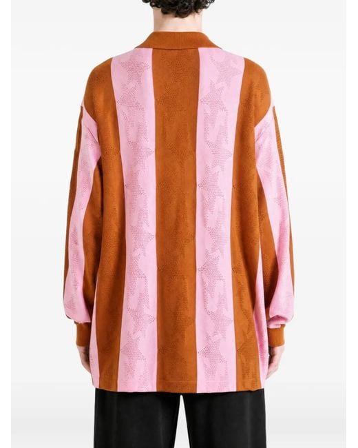 A Bathing Ape Orange Sta-Pattern Vertical-Stripe Polo Shirt for men