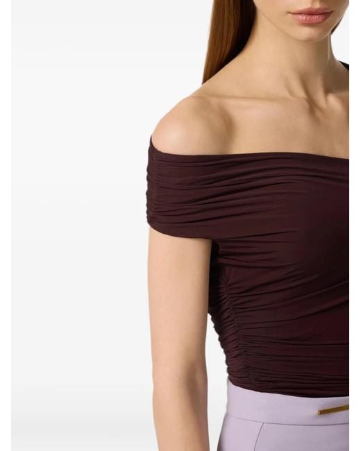 Elisabetta Franchi Purple Asymmetric Ruched Top