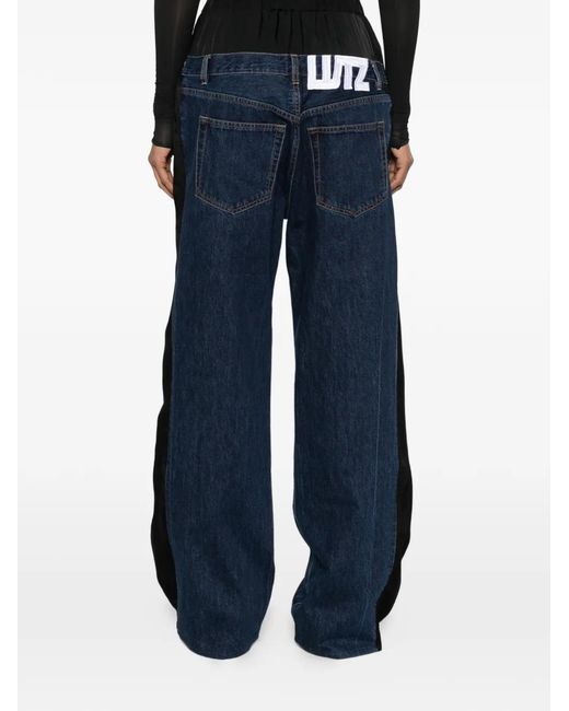 Lutz Huelle Blue Layered-Panel Jeans
