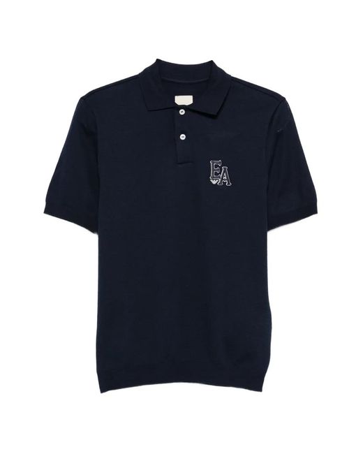 Emporio Armani Blue Logo-Appliqué Polo Shirt for men