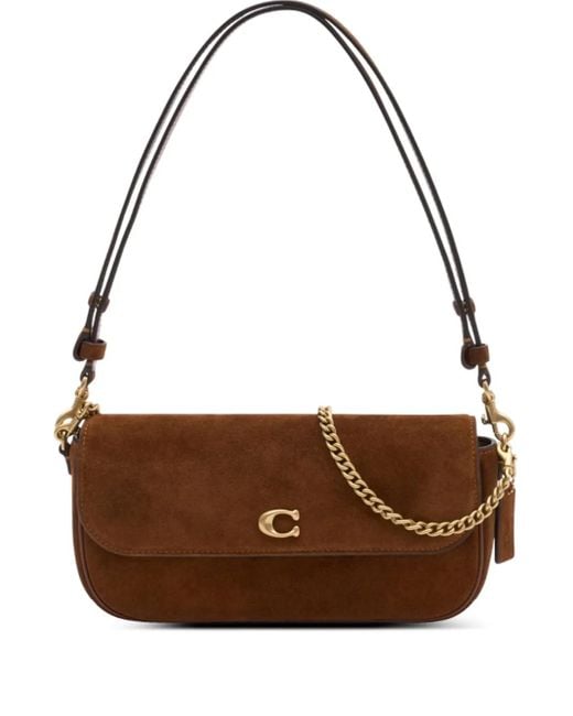 COACH Brown Brook Chain-Detail Shoulder Bag