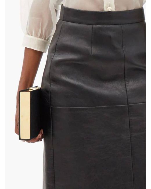 Miu Miu Black Panelled Leather Midi Skirt