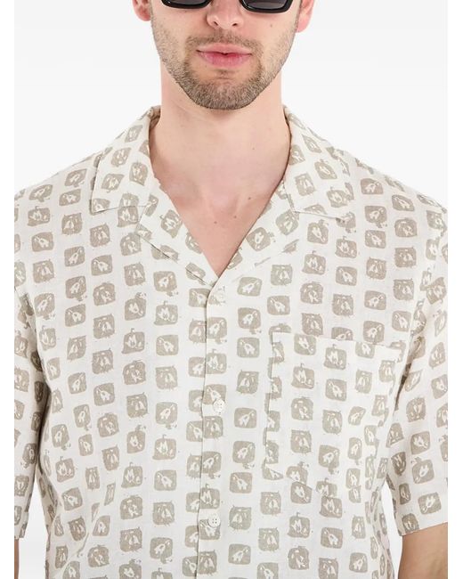 Samsøe & Samsøe White Oscar Ap Print Short-Sleeve Shirt for men