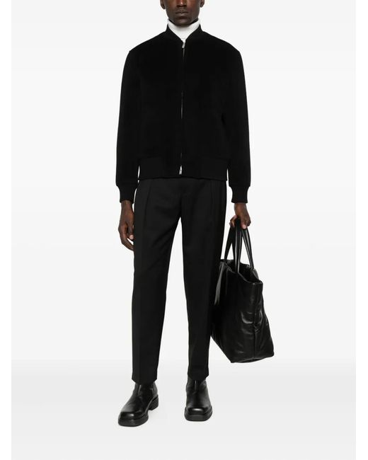 Lardini Black Zip-Front Bomber Jacket for men