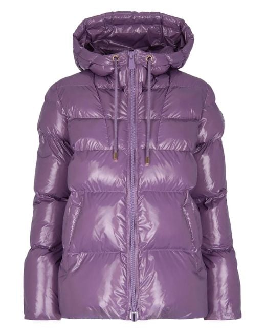 Pinko Women's Purple Hooded Puffer Coat