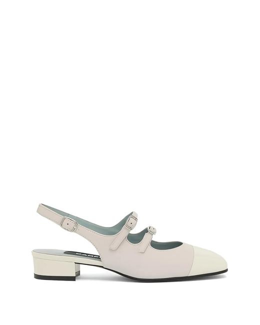 CAREL PARIS White Buckled Slingback Pumps