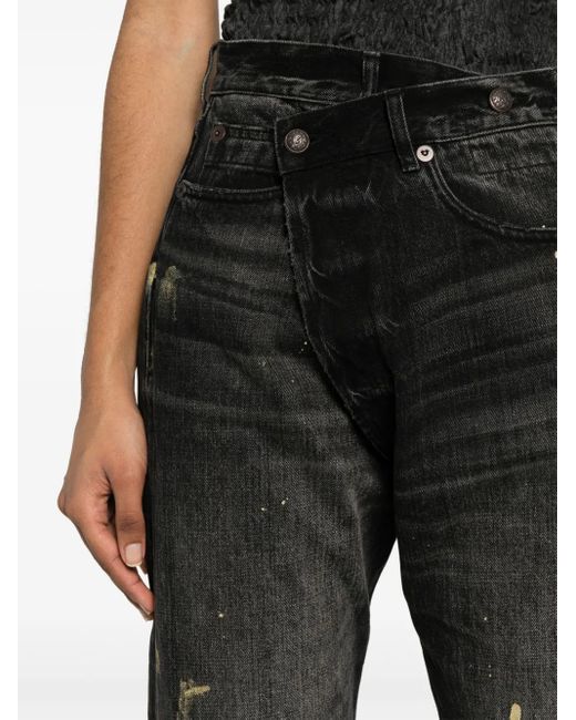 R13 Black Mid-Rise Straight-Leg Jeans
