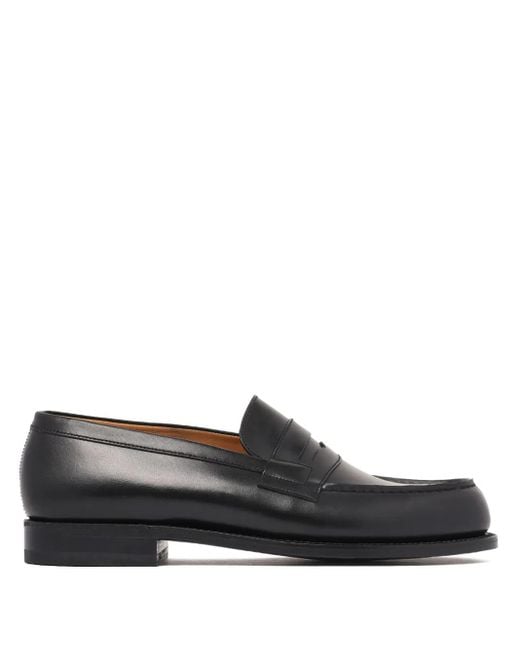 J.M. Weston Black Leather Loafers for men