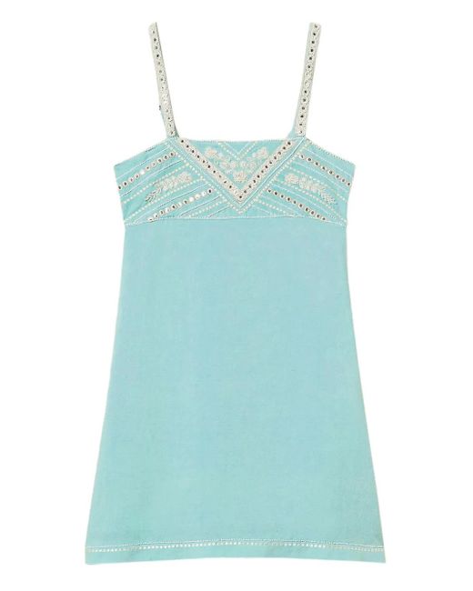 Twinset Blue Embroidered Cami Dress