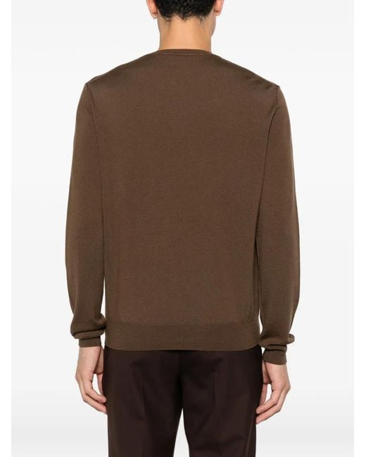 Corneliani Brown Crew-Neck Long-Sleeve Sweater for men