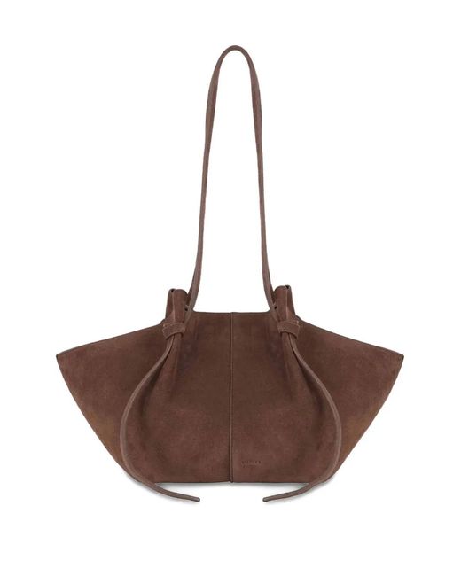 Yuzefi Brown Mochi Curves Mochi Suede Tote Bag