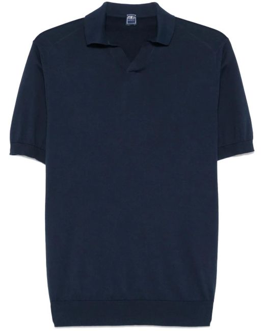 Fedeli Blue Fuji Polo Shirt for men