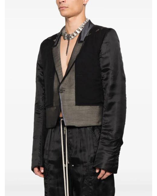 Rick Owens Black Silk Panelled Jacket for men