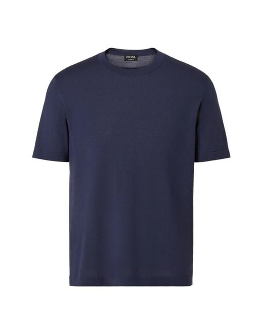 Zegna Blue Wool T-Shirt for men