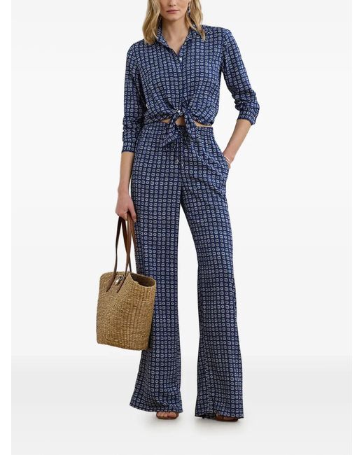 Ralph Lauren Blue Geometric-Pattern Trousers