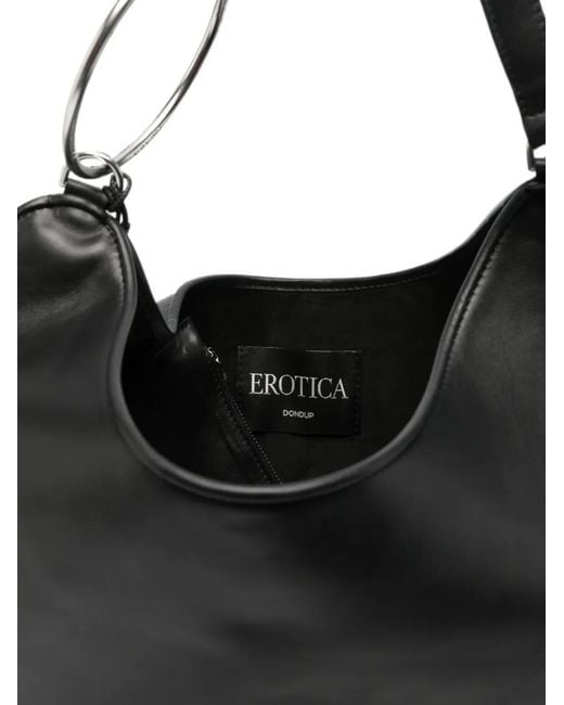 Dondup Black Ring-Handle Leather Shoulder Bag