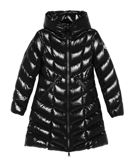 Moncler Black Chevron-Quilted Hooded Puffer Jacket