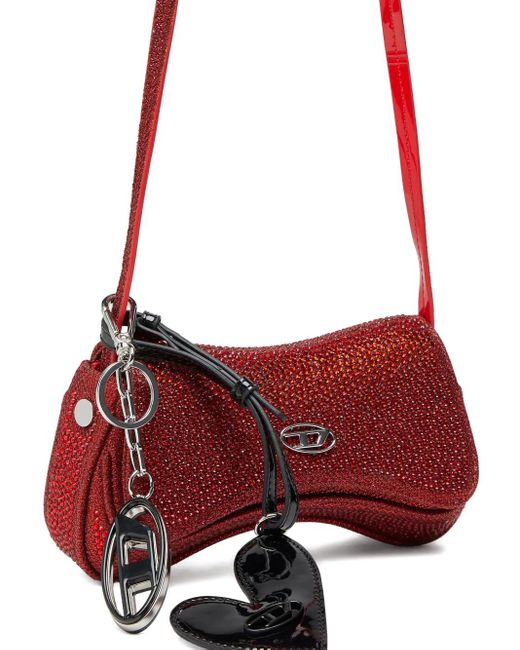 DIESEL Red Crystal-Embellished Clutch Bag