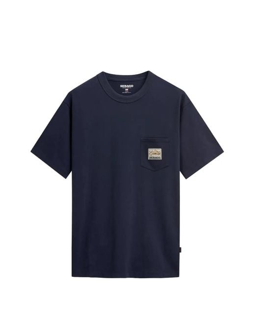 Sebago Blue Logo-Patch Pocket T-Shirt for men