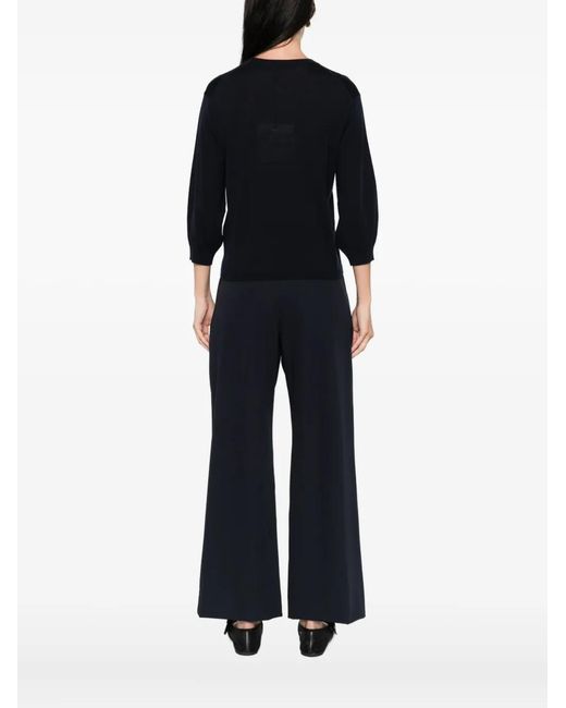 Max Mara Black Balloon-Sleeve Wool Top