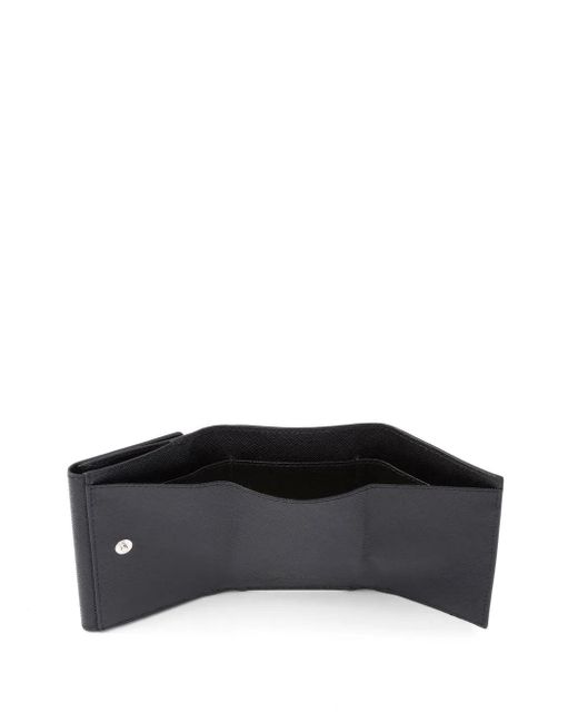 Prada Black Small Logo-Plaque Leather Wallet for men