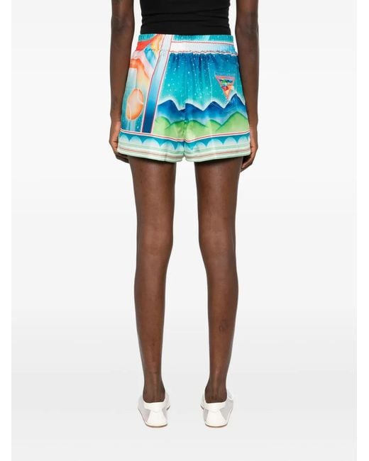 Casablanca Blue Galaxy Court Silk Shorts